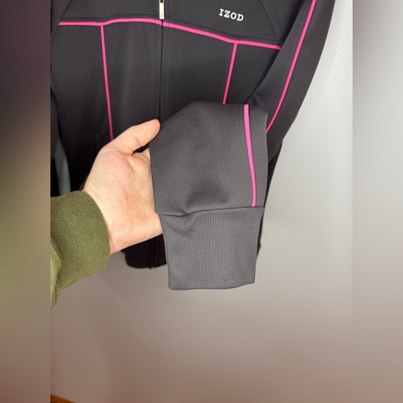 Pre-Owned LG Petite Izod Grey and Pink Zip-Up Jacket - Picture 6 of 7